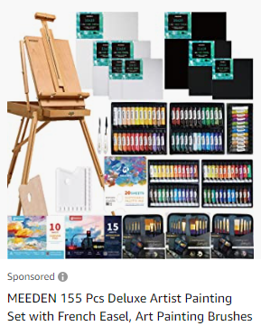 MEEDEN 40 Pcs Deluxe Artist Painting Kit with French Style Easel